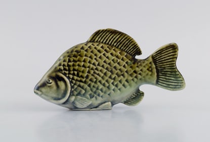 Sven Wejsfelt (1930-2009) for Gustavsberg. Unique Stim fish in glazed ceramics. Perch. 1980s.