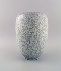 Karlsruhe, Germany. Vase in glazed stoneware. Beautiful crackle glaze. Mid-20th century.