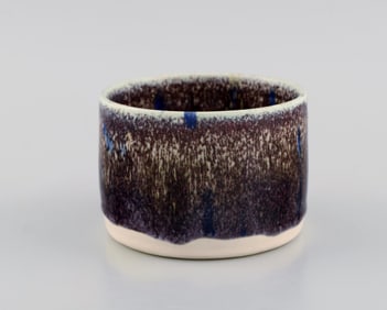 European studio ceramicist. Unique vase in glazed stoneware. Beautiful glaze in eggplant shades.
