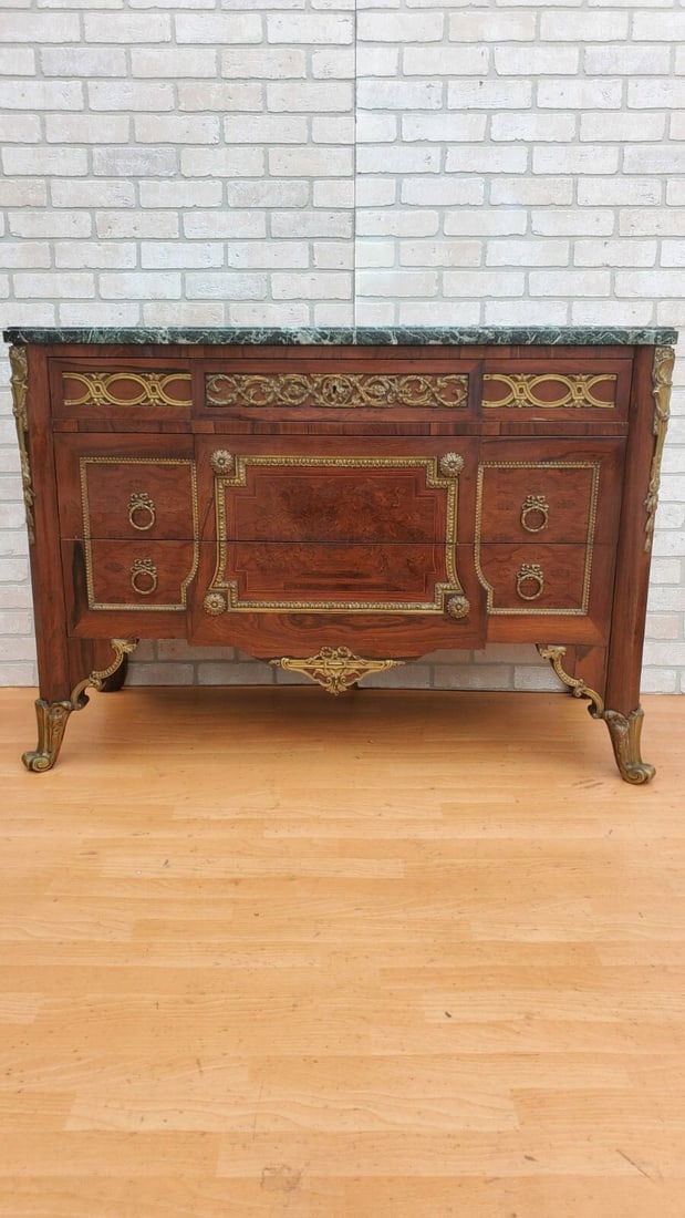 Antique French Louis Style Marble Top Chest Commode (1 of 10)