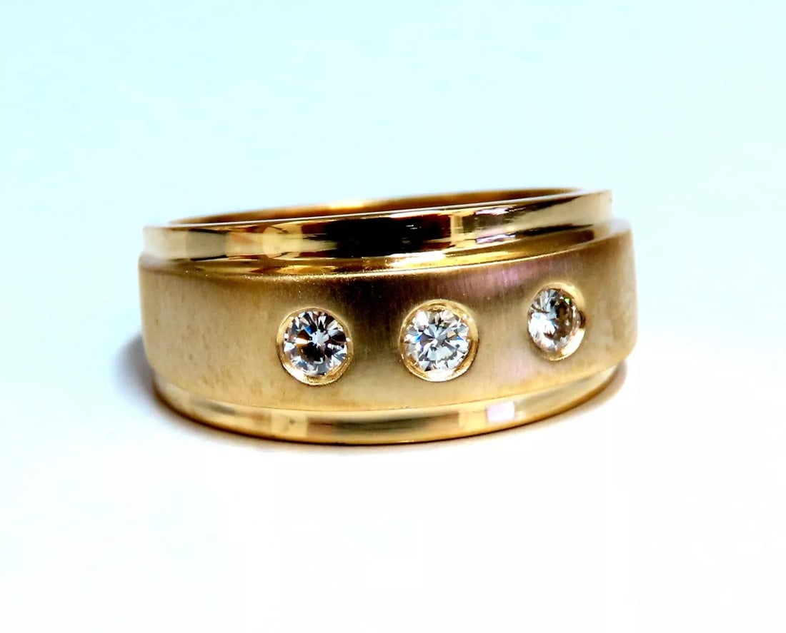 .26ct Natural Round Diamonds Raised Step Mod Brushed Ring 14kt Minimalist State (1 of 7)