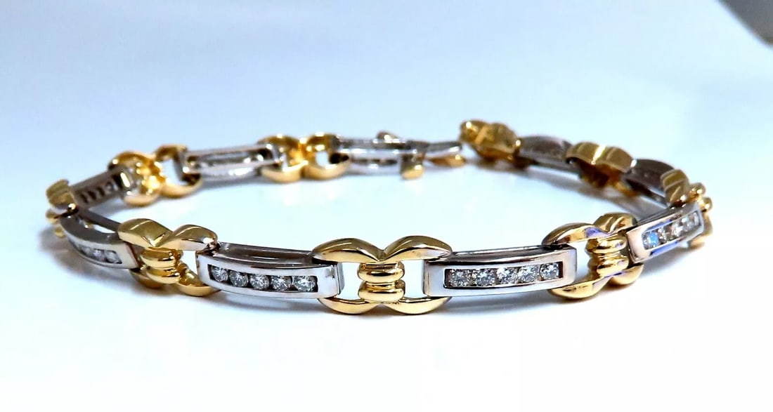 1.40ct Natural Round Diamonds Channel Link Bracelet 14kt (1 of 6)