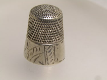 Vintage to Antque Sterling Thimble, Sz 10, Signed, Victorian to 1920's