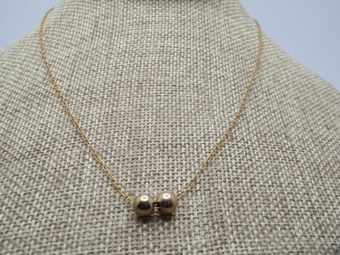 Vintage 10kt Slide Bead Necklace, 18", 1940's, Signed