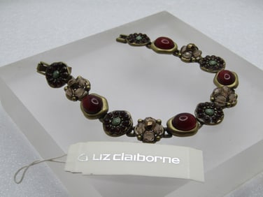 Vintage Mixed Stone Link Bracelet, Liz Claiborne, 7.5", with original tag, 1990's