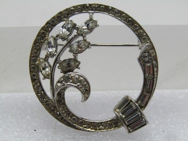 Rhinestone Circle Brooch, Signed Wiesner, 1950's