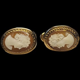 Vintage Van Dell Shell Screw Back Cameo Earrings