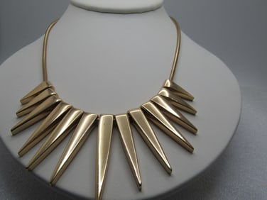 Vintage Pointed Slide Bib Necklace, 17"-20", 1980's, Staggered Drops