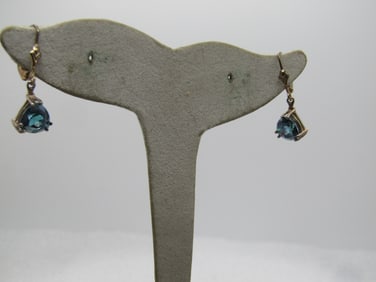 Vintage Sterling Mystic Topaz Earrings, Leverback, Drops, 1990's, Signed