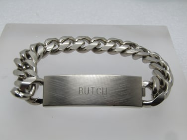 Vintage Heavy Speidel Men's I.D. Bracelet, Engraved BUTCH, 8.5", Cuban Link