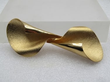 Vintage Twisted Bow Brooch, 1960's, Gold Tone