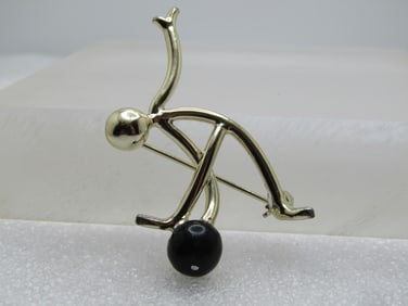 Vintage Stick Figure Bowler Brooch, 1960's