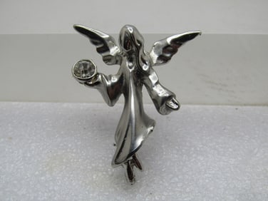 Vintage Angel with Rhinestone Brooch, Satin Finish, 1980's-1990's