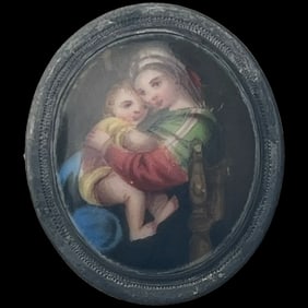 Vintage Silver & Porcelain Portrait Brooch