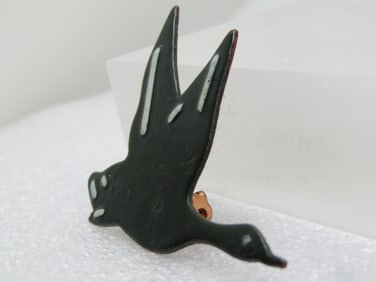 Vintage Copper Enameled Goose Brooch, 1960's