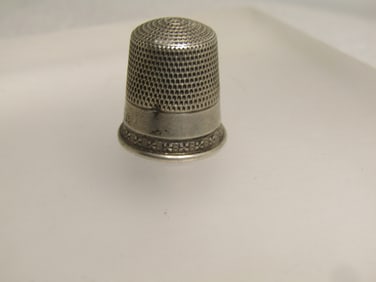 Vintage to Antique Sterling Silver Thimble, Sz. 11, Signed, Victorian to 1920's