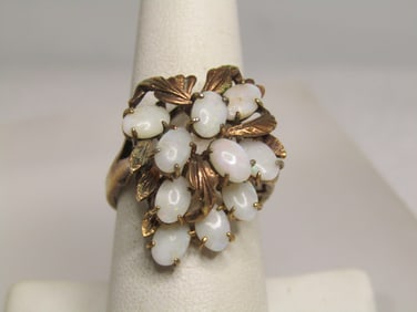 Vintage 10kt G.F. Lab Opal Cluster Ring, Sz. 8, 1960's