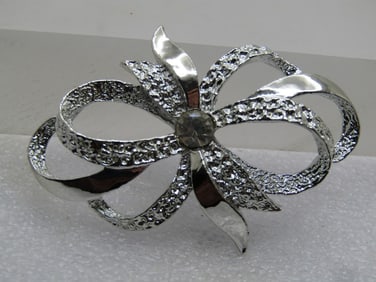 Vintage Rhinestone Bow Brooch, 1960's-1970's, Signed Gerry's