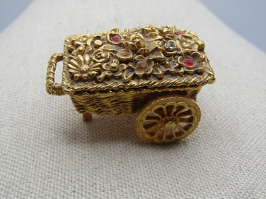 Vintage Perfume Flower Cart, Max Factor, 1960's. 2"