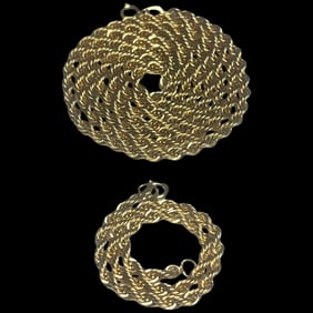 Estate GF Rope Chain Necklace and Bracelet Set