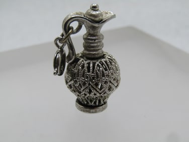 Vintage Monet Filigree Pitcher Charm or Pendant, 1960's, Spring Ring