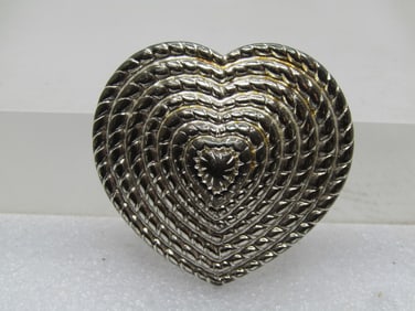 Vintage Tiered Silver Tone Heart Brooch, 1970's-1980's