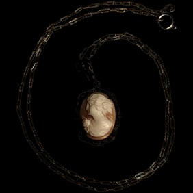 Vintage Sterling Silver Cameo Necklace  with Chain
