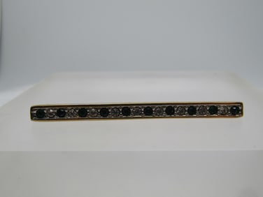 Vintage Swarovski Green/Clear Crystal Bar Brooch, Signed SAL, 1970's-1980's