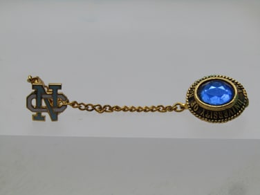 Vintage Gold Filled University of NC Pin with Chain and NC