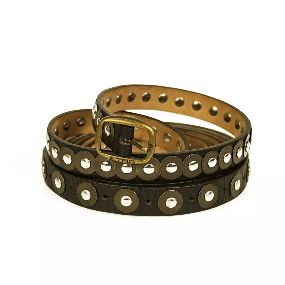 ETRO Woman's Black Leather Studded Extra Long Triple Thin Skinny Belt 100 / 40: DSquared2 Woman's Brown & Oval Red Enamel Gold tone Leather Belt 99cm 72TP092 ETRO Woman's Black Leather Studded Extra Long Triple Thin Skinny Belt 100 / 40 This highly impressive belt is crafted from