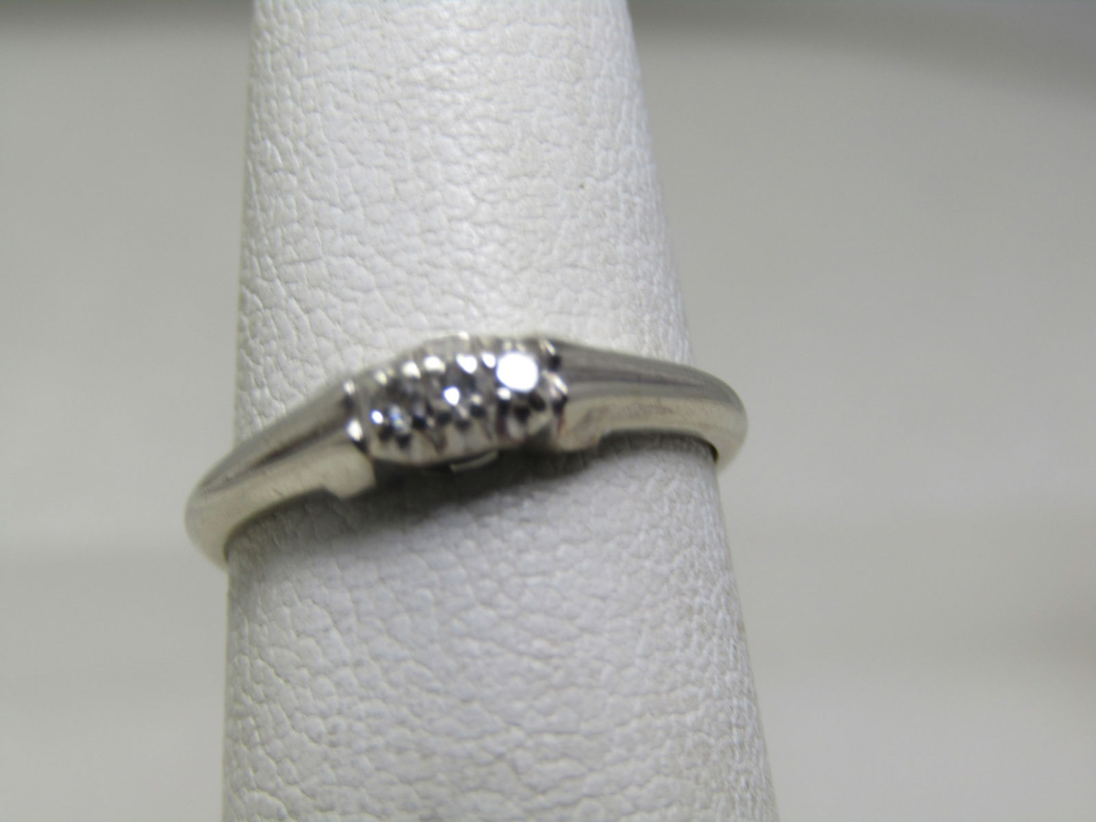 Vintage 14kt Triple Diamond Wedding Band, Sz. 4.5, Signed (1 of 10)