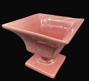 Vintage Haeger Ceramic Rose Pink Drip Pedestal Urn Planter