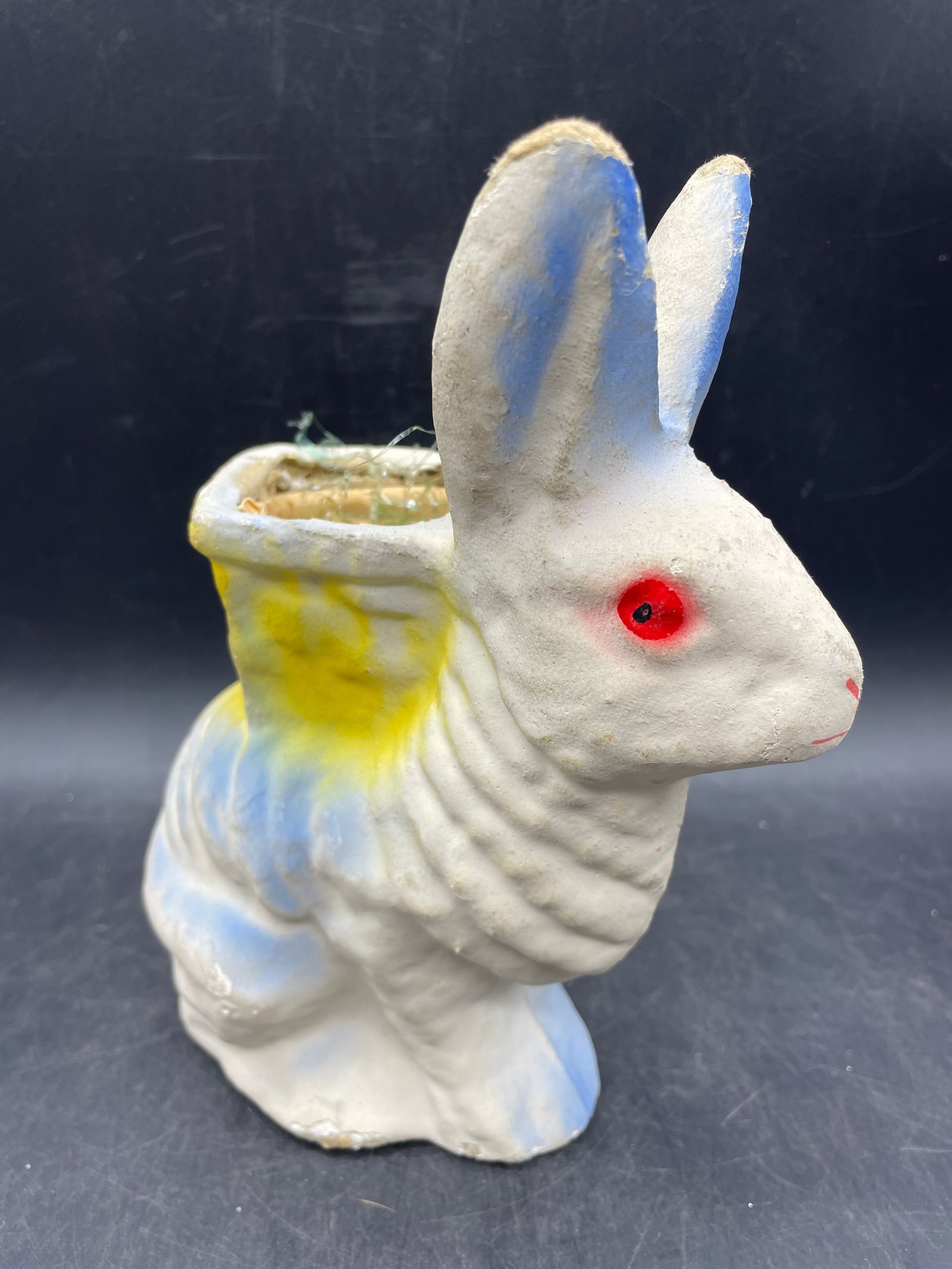OLD EASTER PAPER MACHE CANDY CONTAINER RABBIT BUNNY (1 of 7)