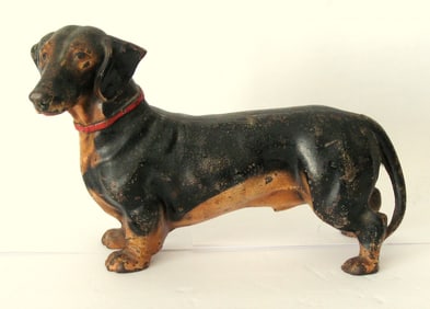 Antique cast iron Dachshund doorstop by Hubley.