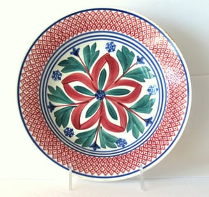 Colorful antique stick spatter decorated bowl