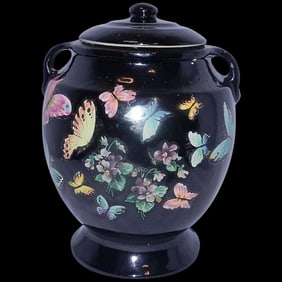 Vintage 1930’s Hand Decorated Cookie Jar Made in USA