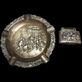 Vintage Mylflam Diplomat Lighter and EPNS Cigar Ashtray made in Holland