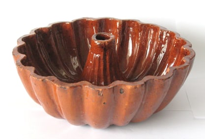 Antique PA red ware pottery Turks head mold.