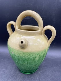 POTTERY CONFIT POT JAR GREEN CRUCHE PITCHER
