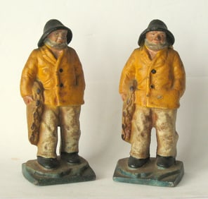 Antique pair of Old Salt nautical bookends original paint.