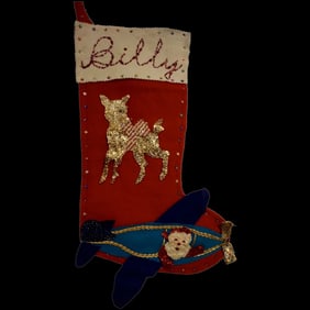 Vintage sequined and appliqued Christmas stocking Mother