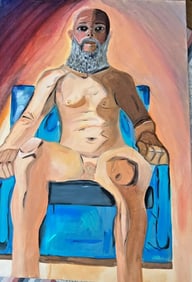 Original Hand painted Artwork Oil Painting Gay Man Male Nude 20x27"
