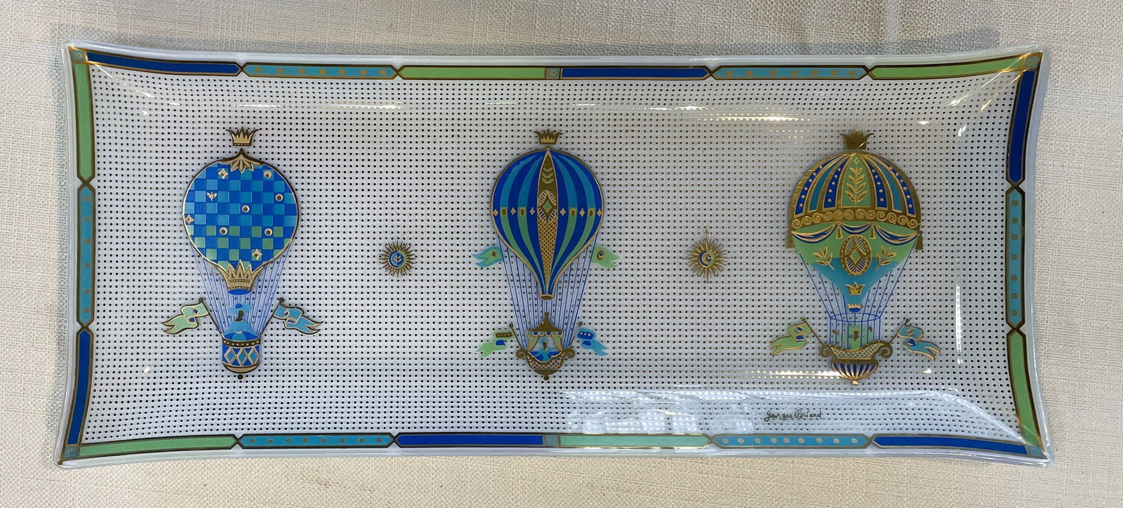 MCM Georges Briard Glass Tray With Hot Air Balloons (1 of 7)