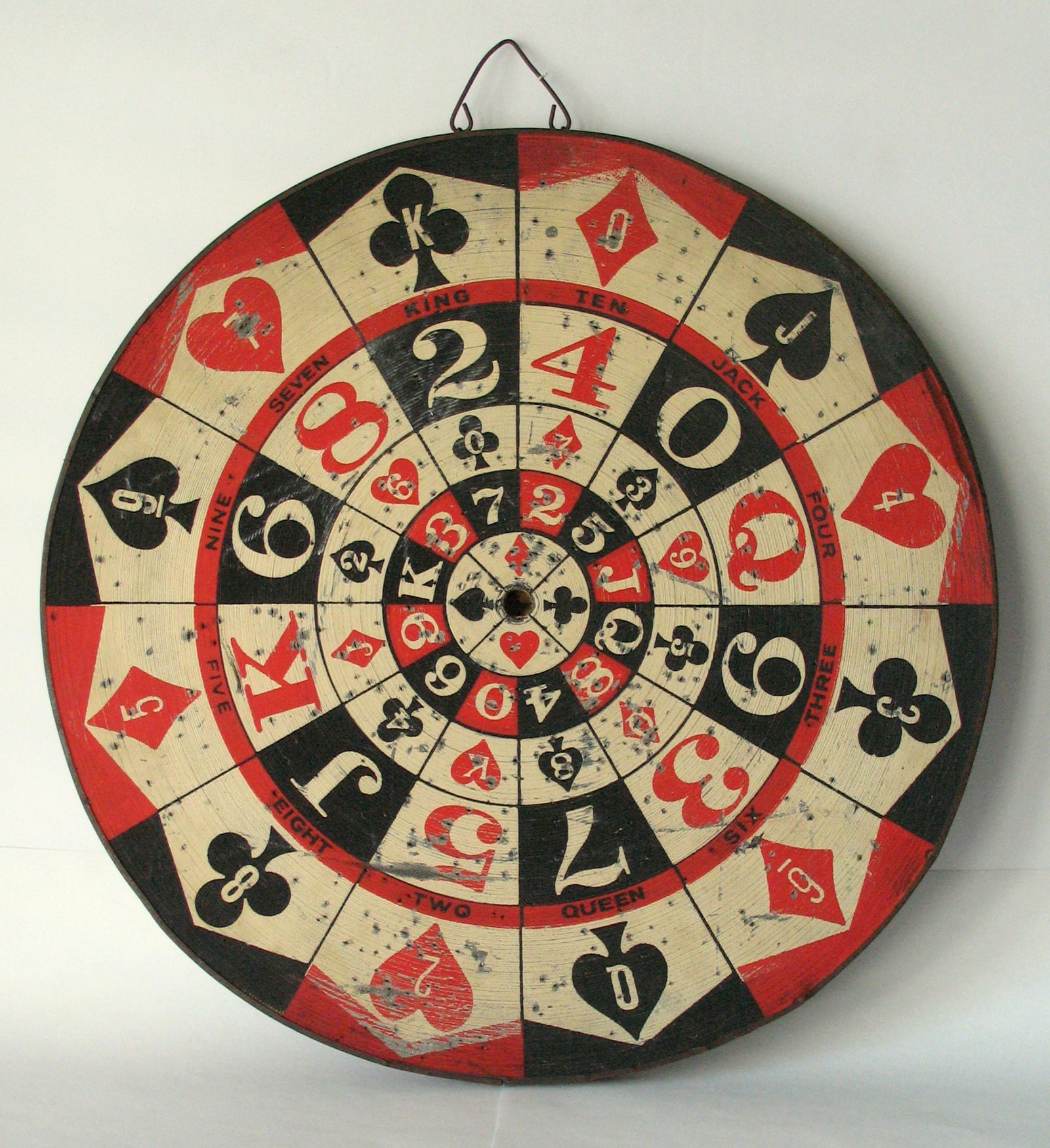 Unusual vintage playing cards dart board. (1 of 5)