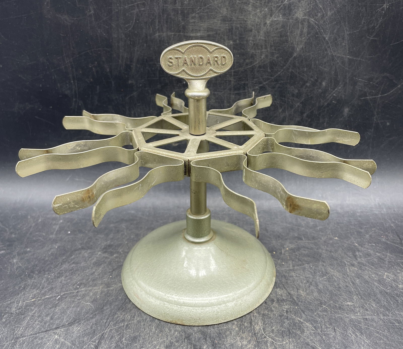 Vintage Standard 8 Rubber Stamp Metal Holder Rack Carousel Stand Desk Steampunk (1 of 7)