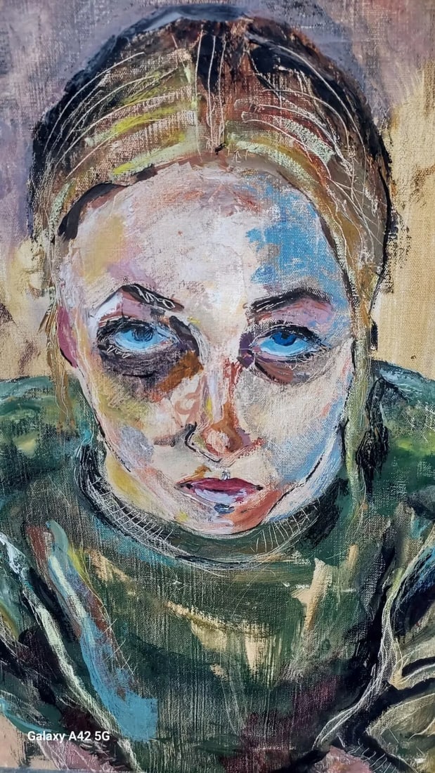 Unusual portrait oil painting canvas colors well done odd (1 of 3)