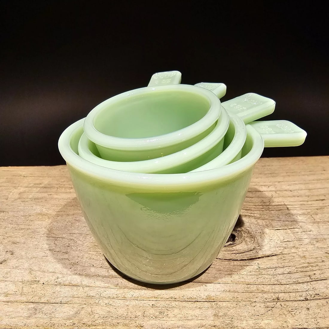 Green Jadite Glass 4pc Measuring Cup Set (1 of 9)