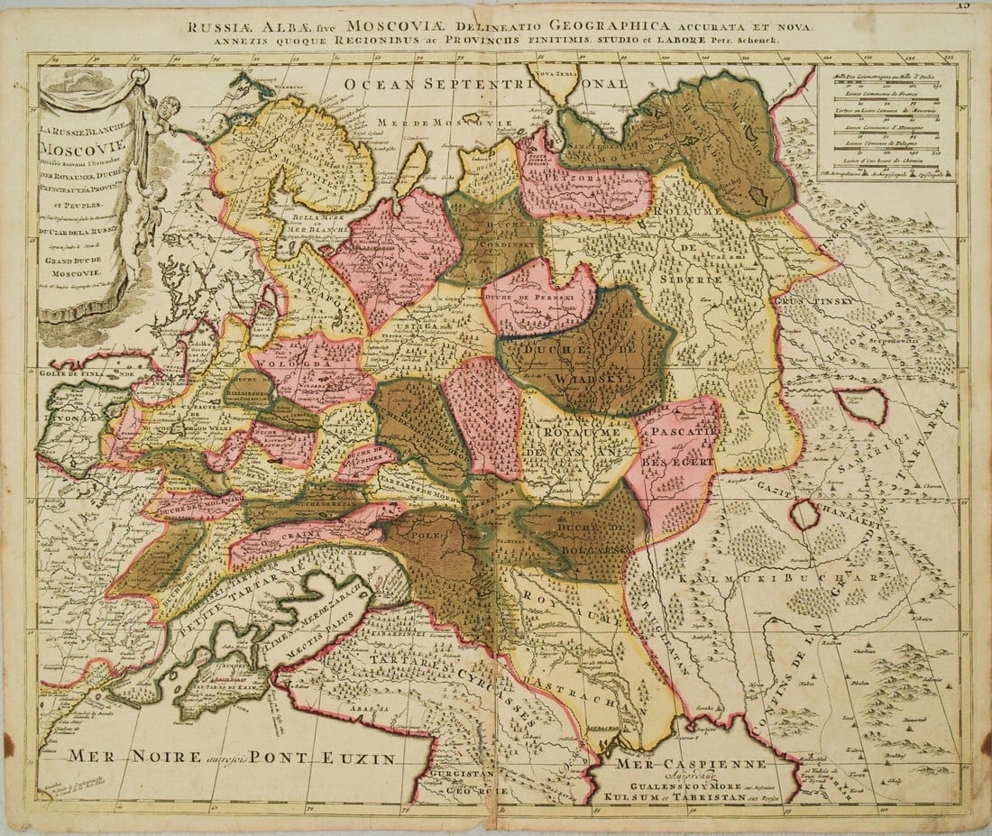 1700 Schenk Map of Russian Empire -- La Russie Blanche ou Moscovie Divisee Suivant l'Estendue des (1 of 1)