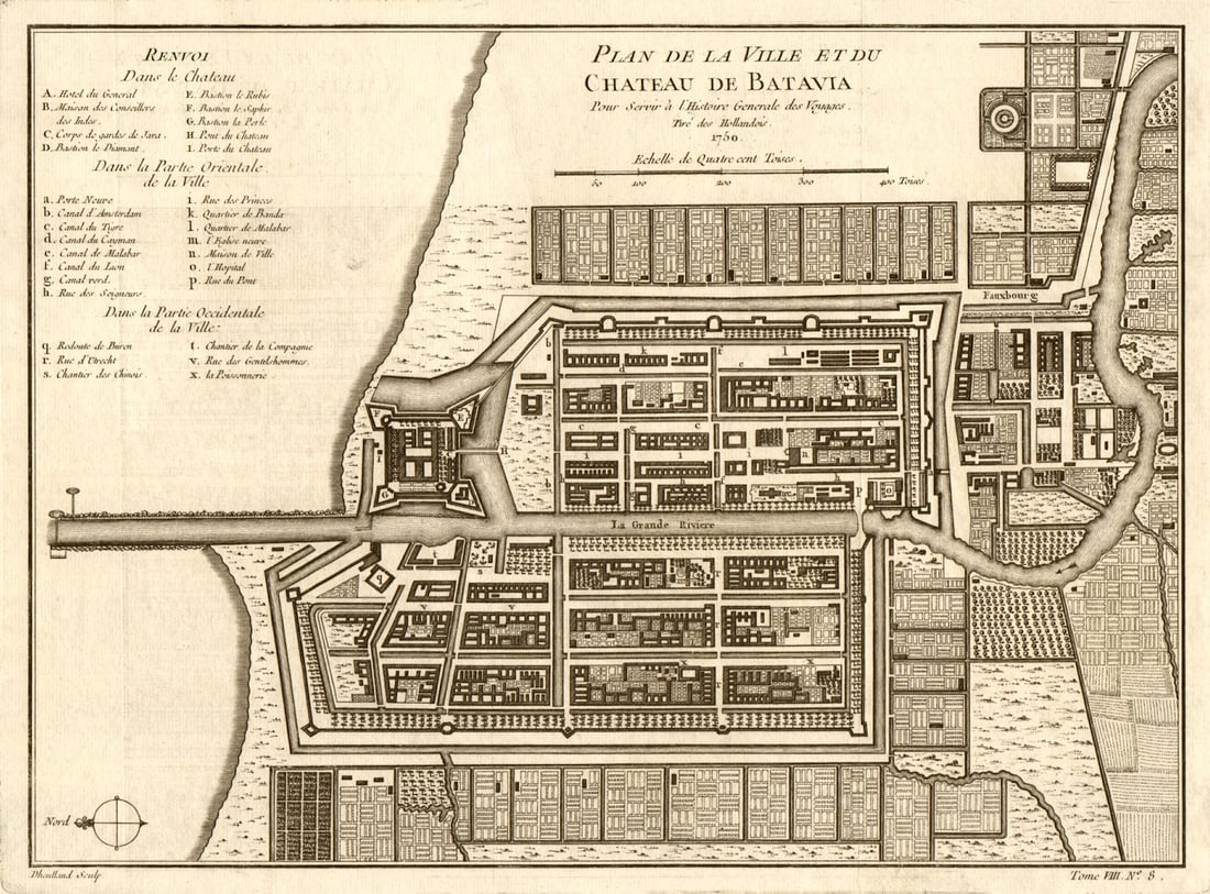 Plan de la Ville et du Chateau de Batavia', now Jakarta. BELLIN 1750 old map (1 of 1)