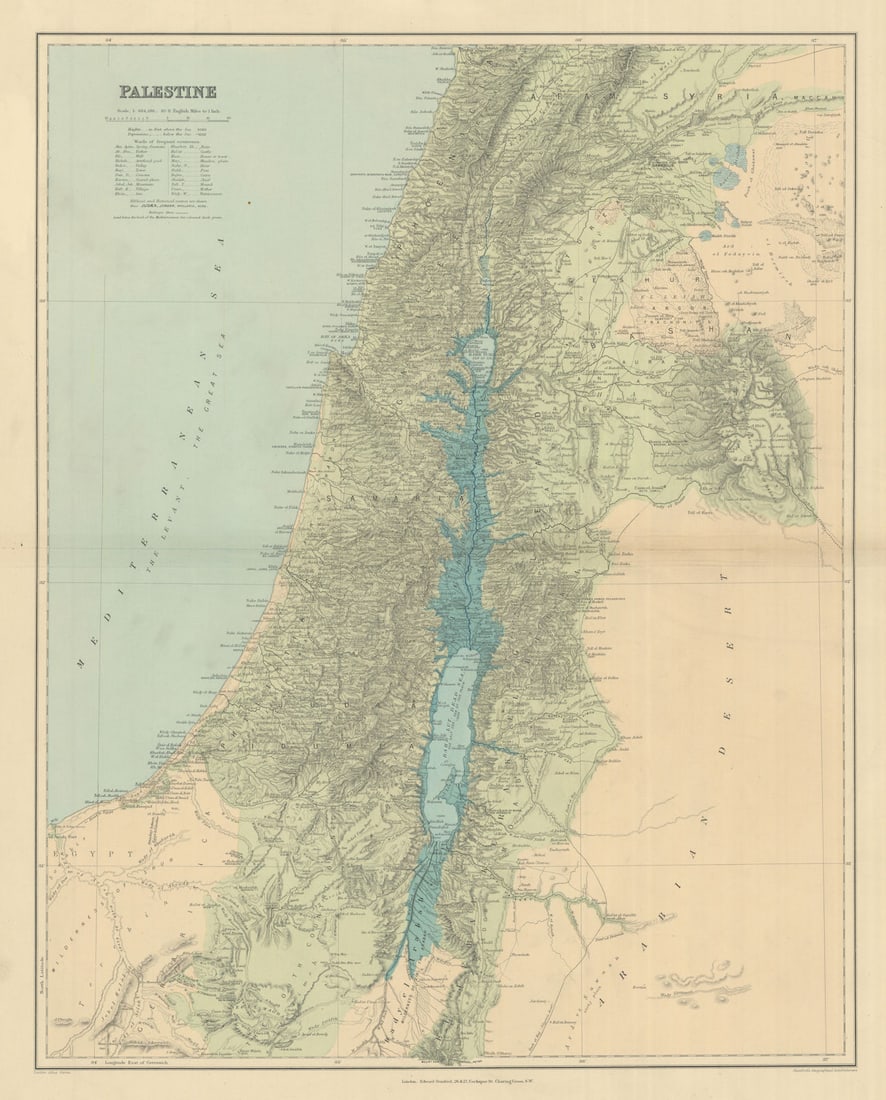 Palestine Holy Land Israel. Biblical & historical names. STANFORD 1894 old map (1 of 1)